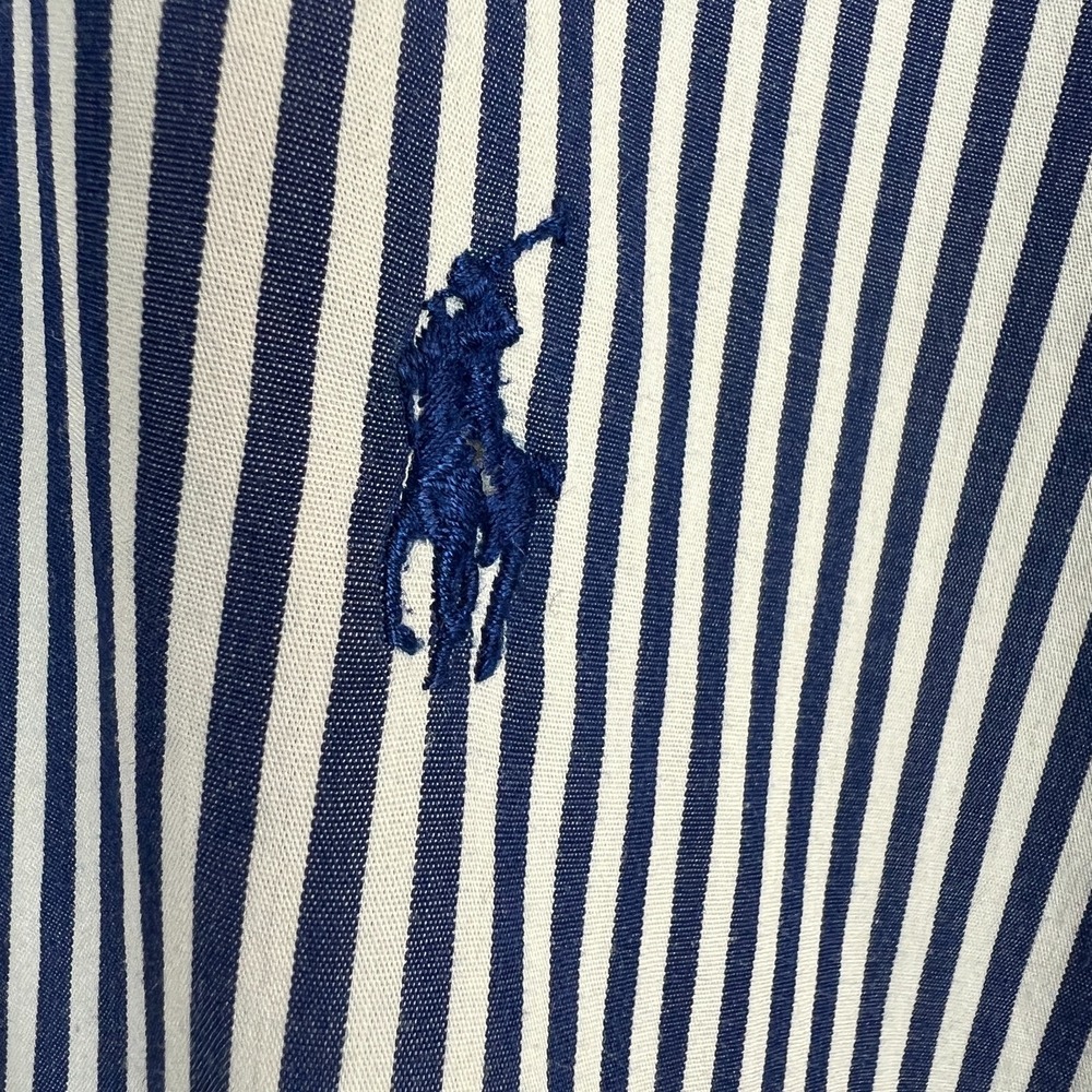 Ralph Lauren Shirt Men 2XLT Blue Stripe Button Down Long Sleeve Pony Logo Preppy - Picture 4 of 11